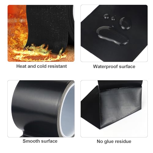 Image of BOMEI PACK Black PTFE Teflonn Glass Cloth Tape, 3'' x 33ft High Temperature Tape Fiberglass Adhesive, Heat Resistant for Fabric,High-Speed Sealing Machine,Vacuum Sealer Machine,1 Pack