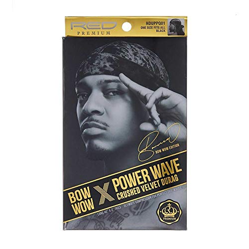 KISS RED Premium Bow Wow X Power Wave Crushed Velvet Durag HDUPPQ01 (Black)
