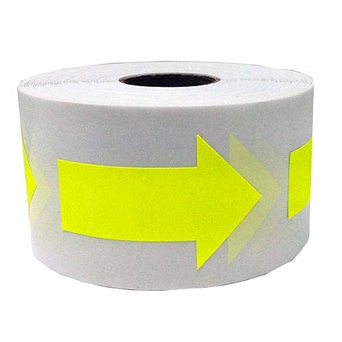 SHTGOI Pfeil Aufkleber 7 * 3cm Fluoreszierende Pfeil Bodenaufkleber Selbstklebend Boden Sticker Fußbodenaufkleber Distancing Schilder für Geschenke Umschläge Bodenkanäle 150 Aufkleber/Rolle Gelb