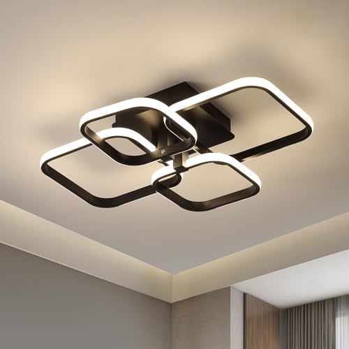 Comely Plafoniera LED, 45W 5000LM Lampada da Soffitto Quadrata Nero in Acrilico, Lampadario LED Soffitto per Soggiorno Camera da Letto Cucina Sala Pranzo, Luce Neutra 4000K