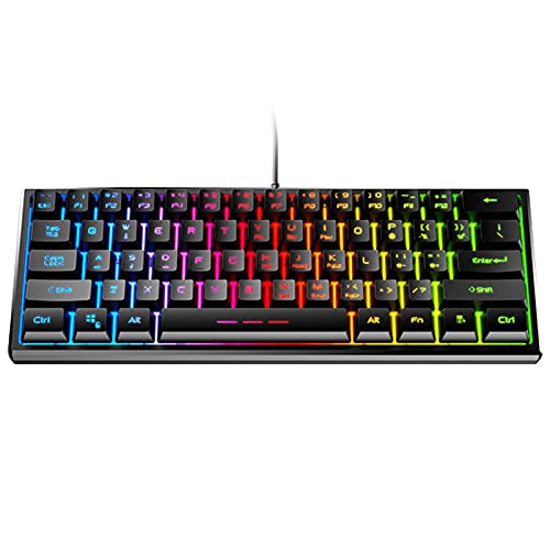 Mechanische Gaming Tastatur, Anti Ghosting Blaue Schalter Gaming Keyboard mit Blaue Kabel Kabelgebundene Tastatur, RGB LED Hintergrundbeleuchtung Beleuchtung Layout für PC Cover