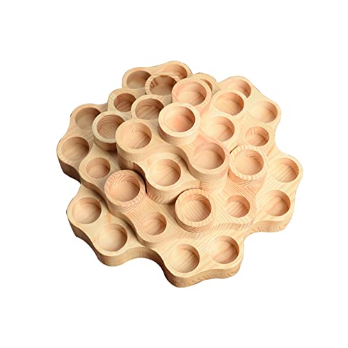 HLONGG Porte-Huile Essentielle 3 Tiers Ongles Vernis Étagère D'étagère 31 Bouteilles Cosmétiques De Parfum Titulaires De Parfum Huiles Stand De Bois Organisateur De La Présentation De Voyage,A