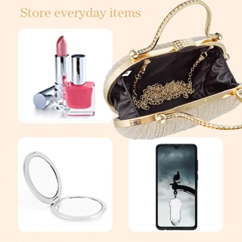 Image of Simcat Women Gold Clutch Purses Glitter Evening Handbag Pleated Evening Bag for Lady Formal Bridal Wedding Prom