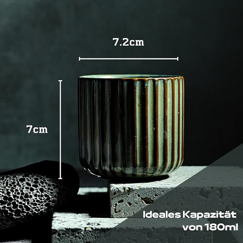 Erkundpresso. Espresso Cup Set 2x180ml, Thick-Walled Handleless Ceramic Cups, Heat-Retaining Scald-Proof - Image 3