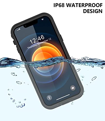 Protebox For Iphone 12 Waterproof Case With Built-In Screen Protector, Shockproof Dustproof Full Body Protective Ip68 Waterproof Phone Case For Iphone 12 6.1 Inch (Black/Clear) #TOP2