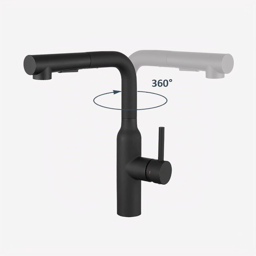 Rubinetto Miscelatore Cucina monocomando doccetta estraibile multigetto Nero Opaco QMPC03NE