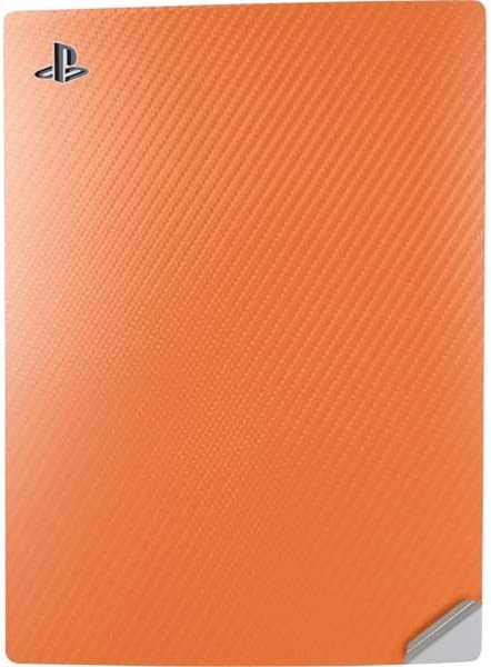 Skinit Decal Gaming Skin Compatible with PS5 Digital Edition Console - Orange Carbon Fiber Specialty Texture Material Design