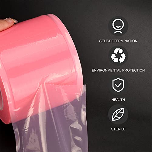 GDWD Barrier Film, Einweg Tattoo Barrierefolie, Tattoo Frischhaltefolie, Barrier Tape Wasserdichtes Film Sticky Wrap, Schutzfolie für Dentalmaterialien Tattoo Zubehör, 1200 Blatt/Rolle Folie (Rosa)