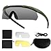 Feyachi Gafas de Protección, Gafas de Tiro Táctico con 3 Lentes Intercambiables, Gafas de Ciclismo Transparentes, Protección Ocular Resistente a los Impactos(Verde militar)