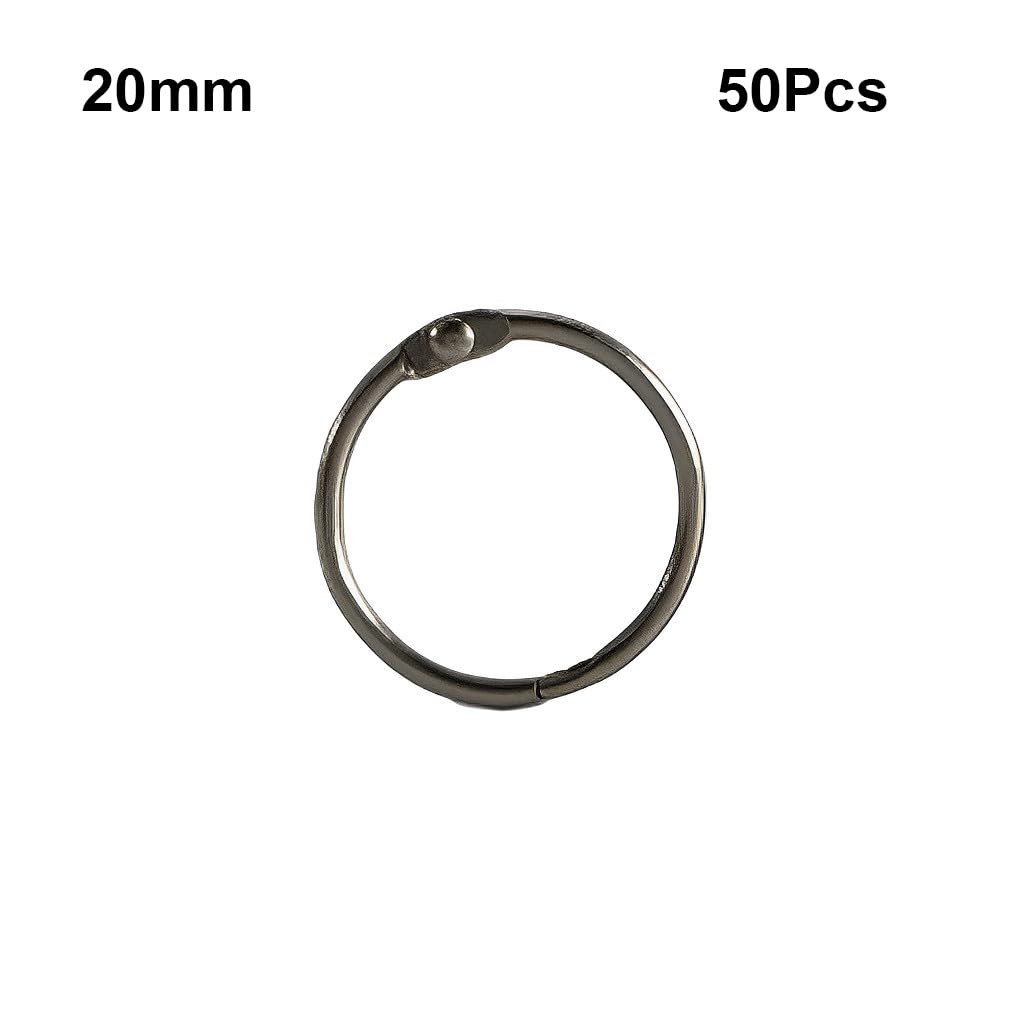 10 zestaw 50 sztuk metalowych pierścieni do segregatora, otwierane koła, luźne liście, obręcze do książek, na zawiasach, albumy, materiały do scrapbookingu, czarne wewnątrz, 20 mm