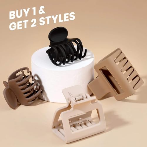 HFLYJPYW 8 Pcs Medium Hair Clips for Women Girls - 2 Styles Rectangle and Double Row Teeth Small Claw Clips for Thin Fine Thick Hair, Matte Non-slip Strong Hold Jaw ClipsDark Collection) - image 3