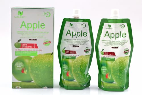 Apple Ammonia Free Hair Color Cream 500ml + Fixer 500ml Dark Brown