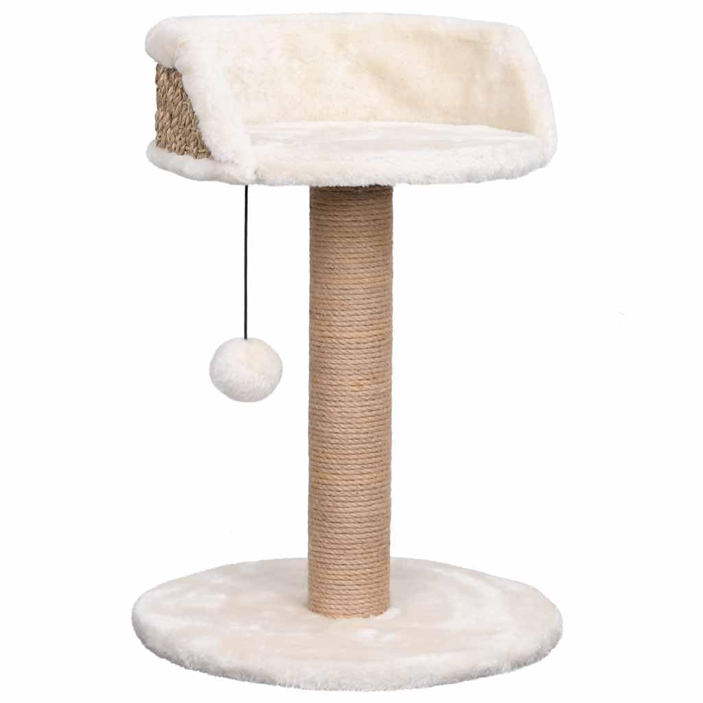 Árbol para gatos con columna rascadora de algas marinas de 49 cm, compacto, estable, con juguete colgante, cama para gatos, ideal para el cuidado de las garras, escalada, juegos, interior