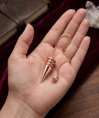 Image of 3 Ring Openable Long Cone Copper Pendulum for Reiki Healing, Dowsing & Chakra Balancing - Divination & Meditation Tool