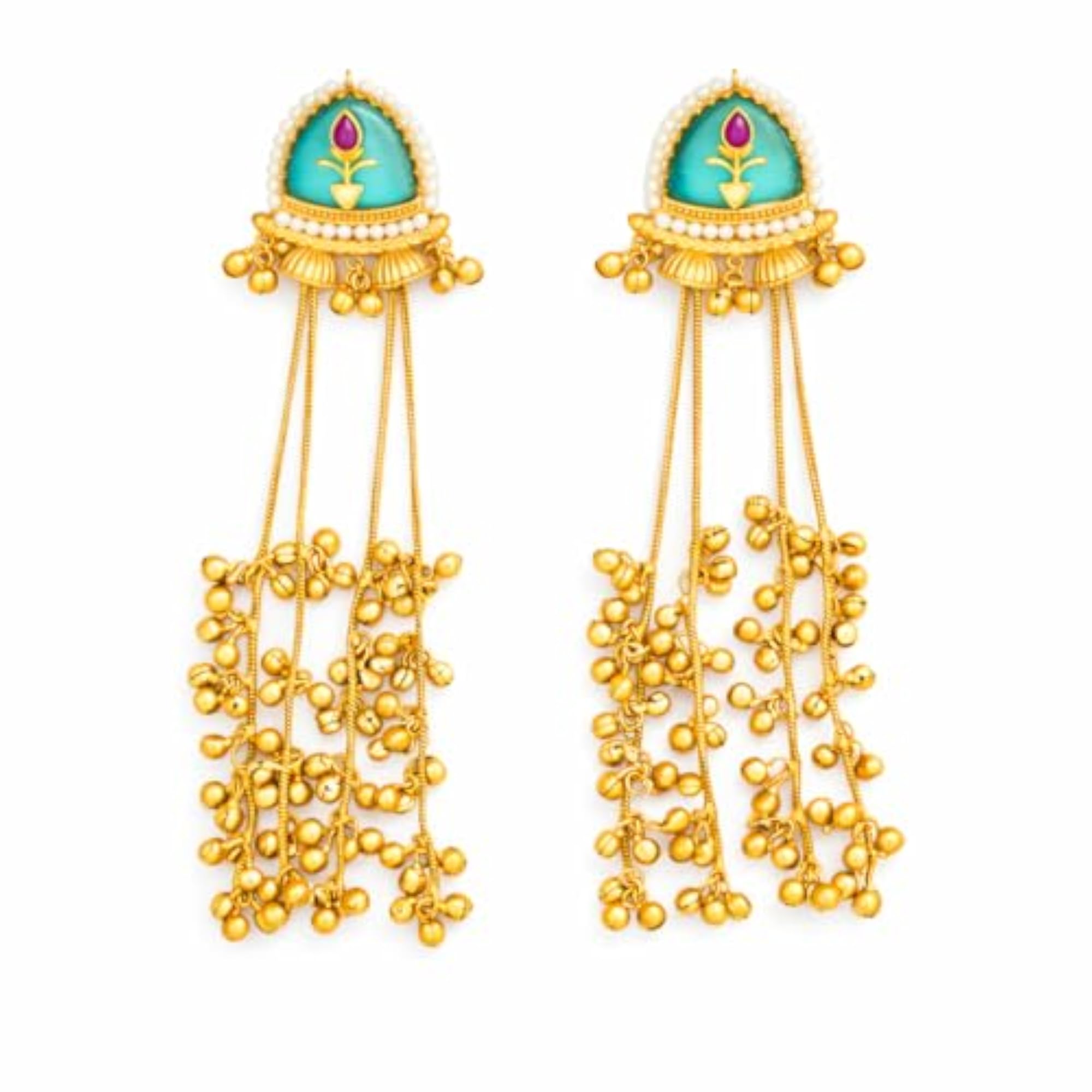 Women's Antique Gold Jhumka Kashmiri Earring Set