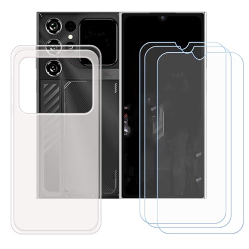 LCEHTOGYE �K�p Oukitel C62 GT�p�P�[�X+3x�����K���X�X�N���[���v���e�N�^�[�A�K�p Oukitel C62 GT (6,88")�ƌ݊����̂��锼�����̃\�t�gTPU�V���R���Q���P�[�X�ی�J�o�[