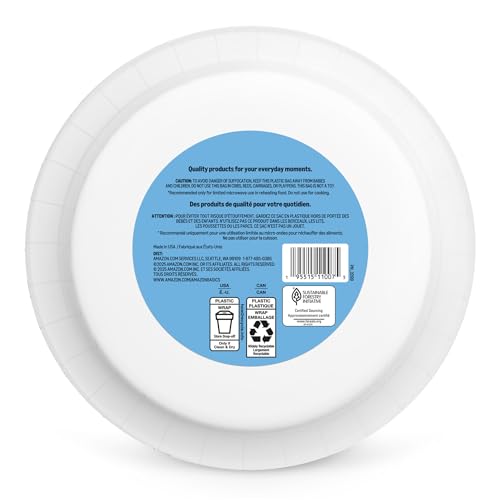 Image of Amazon Basics Ultra Paper Plates, 10 Inch, Disposable, 100 Count, Packaging May Vary