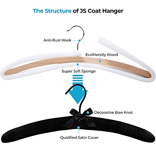 Js Hanger JS-EB01-BL Padded Hanger For Sweaters - 17 Inch Extra Large Heavy Duty Satin Covered Coat Hangers No Shoulder Bump thumb #3