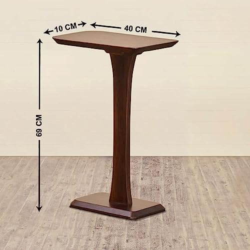 Image of Laos End Table for Living Room and Bedroom: Premium Rectangular Side Table with Brown Finish and Mango Wood for Home and Kitchen Ideal for Home Decor