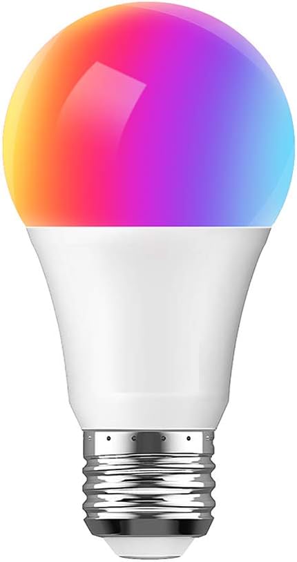 Smart Light Bulb, Compatible with Alexa Google Home and IFTTT, WiFi LED Bulb A19 E26, Multi-Color and Dimmable, No Hub Required, 7.5W (65W Equivalent), 1 Pack