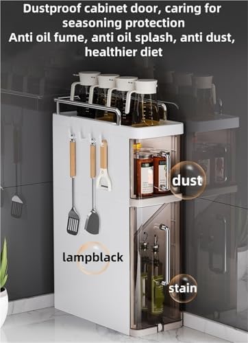 White Spice Rack Organizer - Adjustable Corner Shelf with Ample Seasoning Storage & Cup Lid Holder, 15.5x35.5 Inches - Perfect for Kitchen Counter & Cabinet Organization