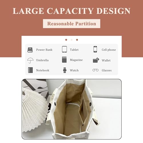 Women's Corduroy Tote Bag Large Crossbody Shoulder Bag Durable Top Handle Satchel Bag Outdoor Travel Handbag and Purse4