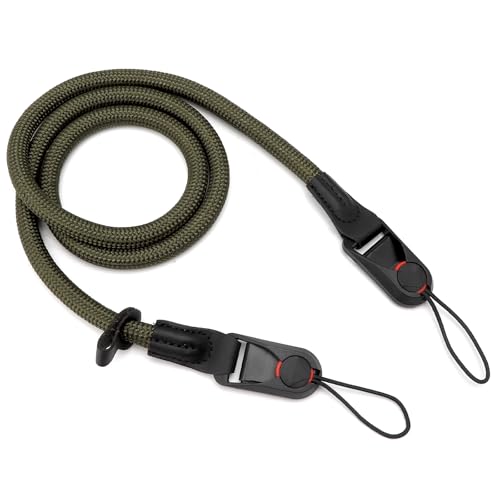 DAWRIS Sangle pour appareil photo hybride, vert, nylon, 100 cm, unisex, ajustable, sécurité jusqu'à 50 kg