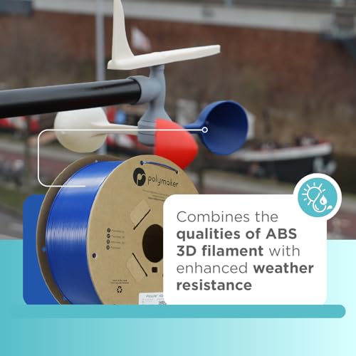 Image of Polymaker ASA Filament 1.75mm Blue, 3kg ASA 3D Printing Filament, Heat & Weather Resistant - ASA 3D Printer Filament Perfect for Printing Outdoor Functional Parts