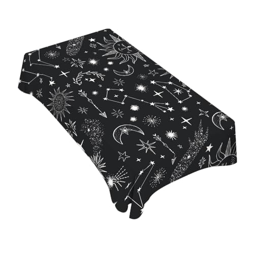 TKS MITLAN Sun and Moon Tablecloth Decor Stars Sun Moon Constellation Galaxy Space Table Cloth Dining Room Kitchen Table Cover 60" X 84" Oblong/Rectangle