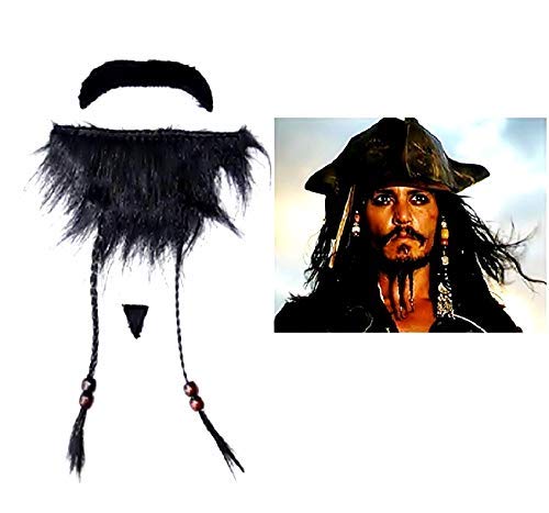 Lovelegis Pirate de la Fausse Barbe des Caraïbes - Jack Sparrow - Autocollants - Accessoires - déguisement - Halloween - Carnaval - fêtes - Homme - Enfants - idée Cadeau pour Noël et Anniversaire Cover
