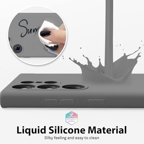 Image of DIZORO Microfiber Candy Case Compatible for Samsung S24 Ultra Smooth Touch Cushion Liquid Soft Silicone Gel Rubber Phone Cases Non-Slip Full Body Shockproof Back Cover (New Dark Gr)