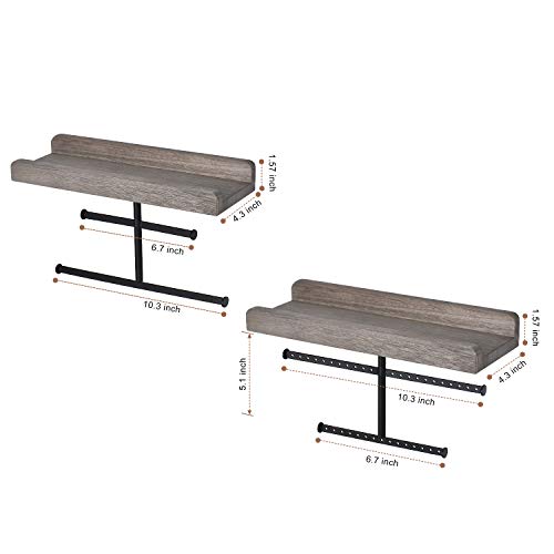 Keebofly Hanging Wall Mounted Jewelry Organizer with Rustic Wood Jewelry Holder Display for Necklaces Bracelet Earrings Ring Set of 2 Weathered Grey,[Patented] - Thumbnail 7