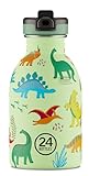 24BOTTLES Kids - Borraccia Bambini con Cannuccia Scuola Elementare e Asilo 250 ml, Borraccia Bambina Bambino Ermetica in Acciaio Inox BPA Free Ultraleggera Non Termica, Jurassic Friends Stone