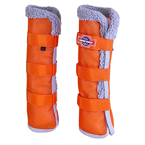 Image of Harrison Howard Horse Fly Boots with Fleece Trim Long-Lasting Breathable Cool Mesh Adjustable Closure