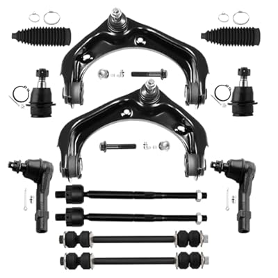 Front Upper Control Arm W/Ball Joint Fit 2006-2010 For Ford Explorer For Ford Explorer Sport Trac For Mercury Mountaineer, Suspension Kit With Inner Outer Tie Rod End W/Boot Sway Bar Link - 12pc Set