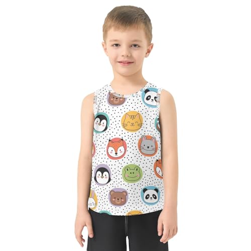 J JOYSAY Penguin Rabbit Cat Panda Boys Tank Top Sleeveless Muscle Shirts Quick Dry Workout Active Sport Kids T-Shirts 3-15T2