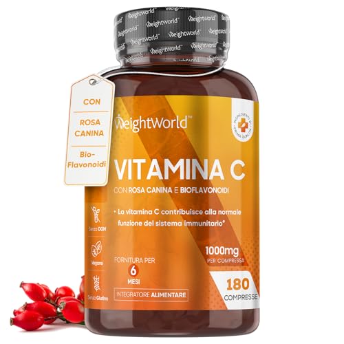 Vitamina C 1000mg con Rosa Canina, 180 Compresse Vegan