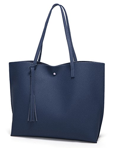 Image of Dreubea Women's Soft Faux Leather Tote Shoulder Bag from, Big Capacity Tassel Handbag