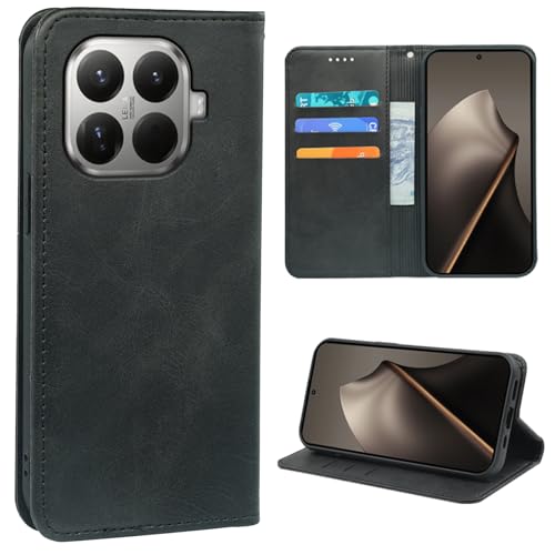 For Xiaomi 15T Pro �P�[�X �蒠�^ �J�o�[ Ubefuu �蒠�^�P�[�X �J�[�h���[ �X�^���h�@�\ RFID�u���b�N �ϏՌ� �S�ʕی� �y�� �}�O�l�b�g�� ����PU���U�[ 15T Pro �p �蒠�^�i�u���b�N�j