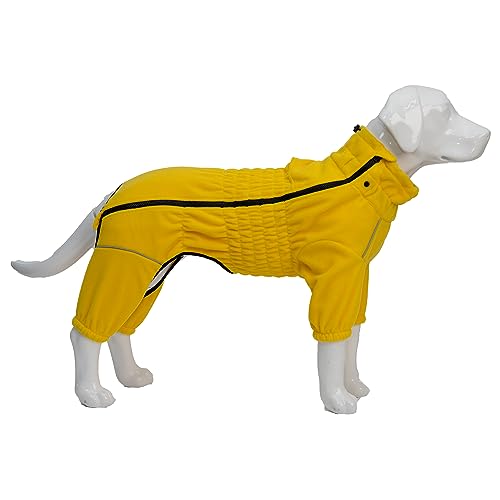 Warm Dog Coat - Windproof Fleece Jacket for Small to Large Dogs Zippered Closure - Yellow - XXXL, 3XL (22" back)
