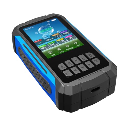 Aoresac Medidor Detector de Calidad del Aire con Concentración de Iones Negativo/temperatura/humedad/VOC/PM2.5/PM10/CO/CO2 Tester Ionizer, Curvas en Tiempo Real, Alarma, Batería de 2000 (Negro)
