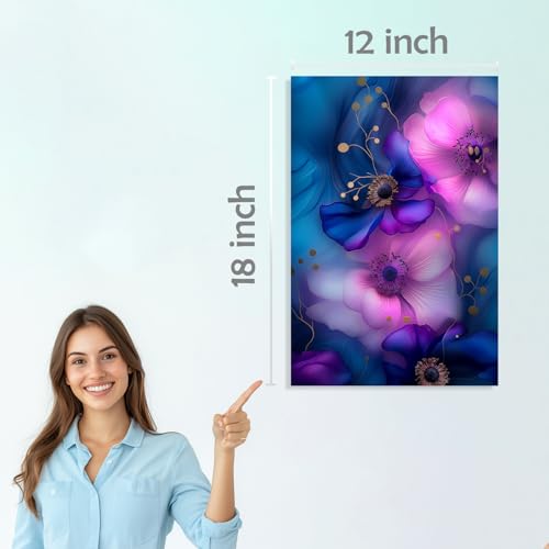 Image of SiddArtify Floral Abstract Art Print Set - Pink Purple Blue & Gold - Sticker - 12x18 Inch - Pack of 6 Wall Room Decoration art Poster Prints