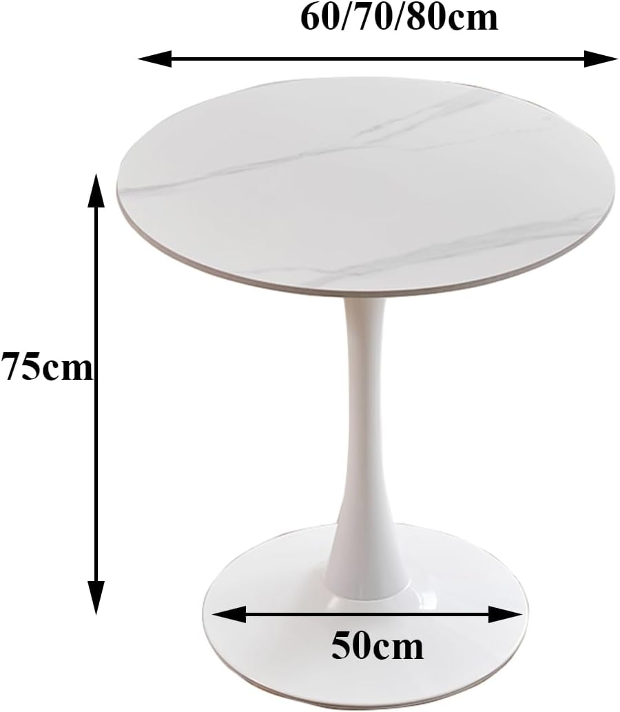 31.5in Modern Circle Bistro Table, MDF Top & White Iron Pedestal Base for Living Room, Cafe, Office, Pub, Bar, Bistro