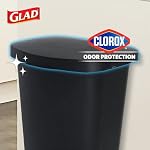 Glad 13 Gallon Trash Can | Plastic Kitchen Waste Bin with Odor Protection of Lid | Hands Free with Step On Foot Pedal and Garbage Bag Rings, Black - Image 3