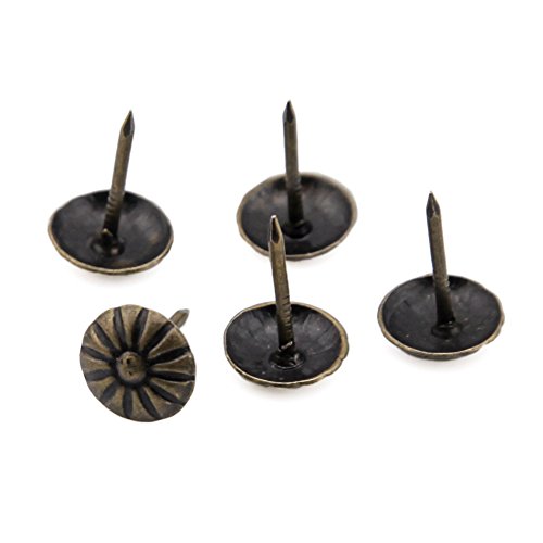 Yasorn Bronze Upholstery Tacks Decorative Furniture Nails DIY Push Pins Vintage Flower-Pattern Head Nail 100pcs - Thumbnail 3