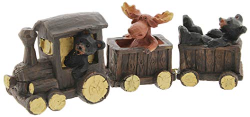 Image of The Bridge Collection Black Bears & Moose Riding a Train Figurine