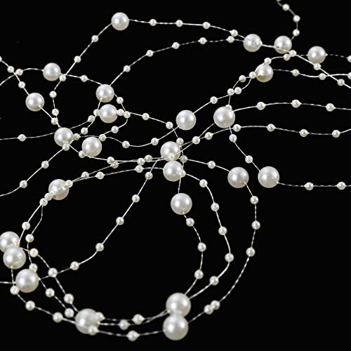 Jerler Pearl Garland Artificial Pearl Bead Chain 33 Yards/98 Feet Trim Gold Strands Roll, Ideal For Diy Crafts, Christmas, Wedding, Bouquet And Party Decoration #TOP2