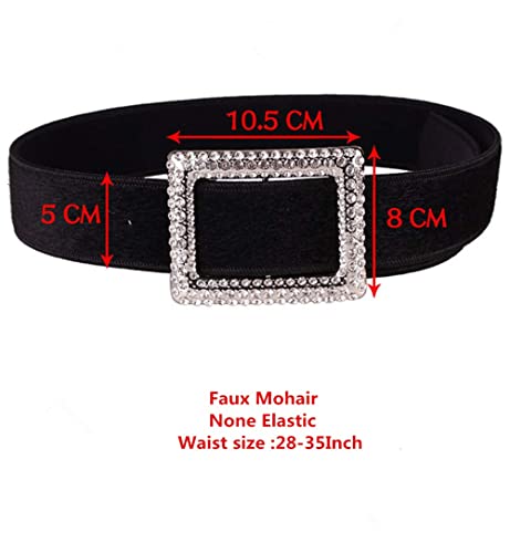 Fashion Faux Mohair Leather 2Inch Wide Waist Belts For Dresses Women Big Rhinestone Square Buckle Corset Cinch Waistband3