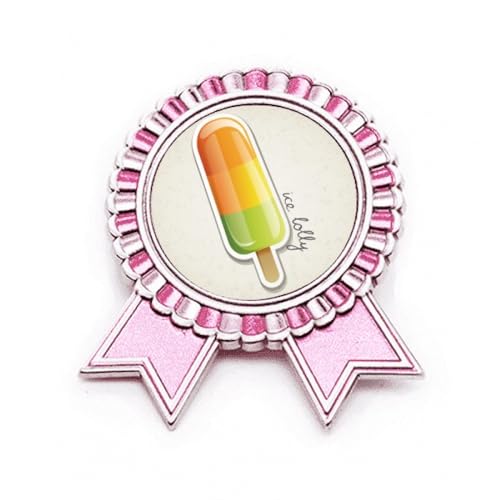 Broche glace douce orange jaune vert en métal médaille prix gagnant taille M