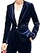 Produktbild MUCOO Damen Casual Solid Velvet Jackenanzug Open Front One Button Revers Arbeitsblazer, Blau, XXL